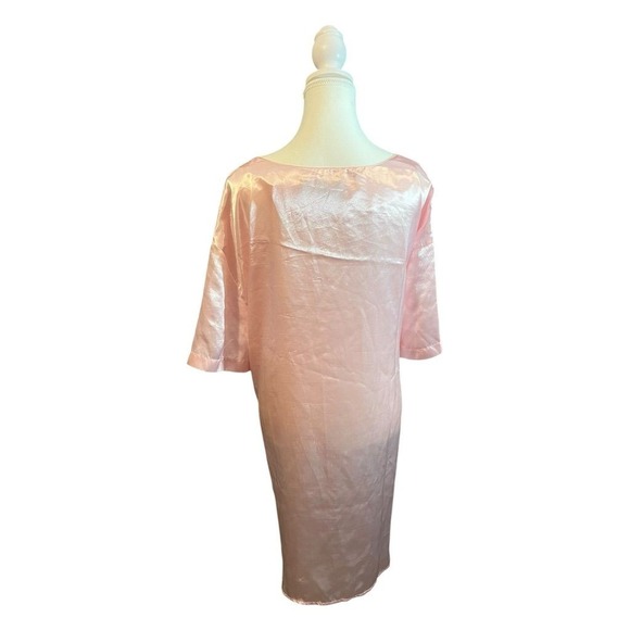 Intimate Moments Vintage Pink Satin‎ Chemise Nightgown Lace Trim - Picture 5 of 5